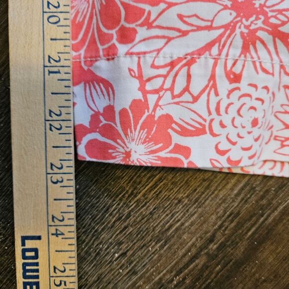 Talbots Womens Perfect Skimmer Cropped Capri Pants Sz 10 Floral Print Pink White - Picture 5 of 9